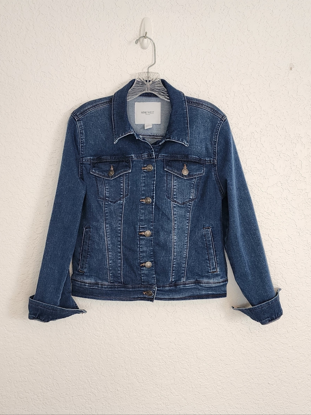 Nine West Sarah Denim Jacket Indigo Wash Size M Classic Americana Layering